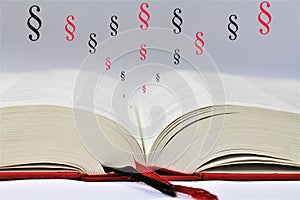 An concept image of a open book with abstract paragraphs.