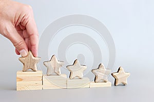 concept image of setting a five star goal. increase rating or ranking, evaluation and classification idea