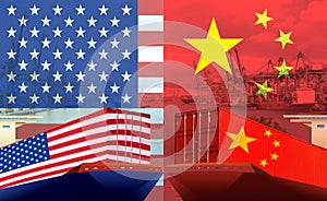 Concept image of USA-China trade war, Economy conflict, US tariffs on exports to China, photo