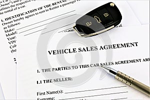 An concept Image of a vehicle sales agreement