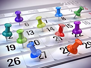 Concept of important day, reminder, organizing time and schedule - red pen marking day of the month on a calendar photo