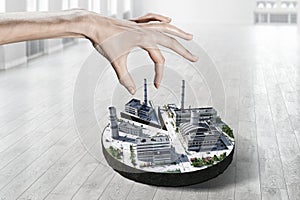 Concept of industrial construction . Mixed media