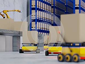 Concept industry 4.0 robotic Artificial Intelligence,Autonomous Robot AGV Automated guided vehicle,warehouse logistic,smart