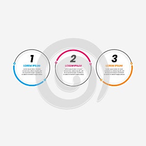 The concept of infographics with 3 circular sequences. for presentation