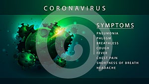 Concept of informing poster about symptoms of Wuhan coronavirus photo