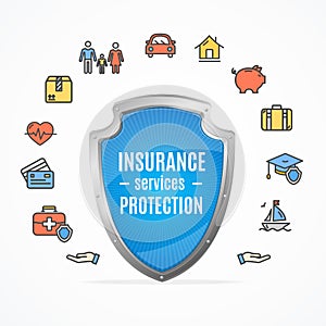 Concept Insurance Support Service. Vector