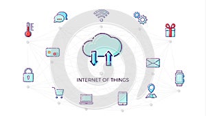 Concept Internet of things icon. Thin line flat design element fot IOT. photo