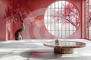 Concept Japanese Interior Design, Minimalist Minimalist Japanese Living Room with Cherry Blossoms