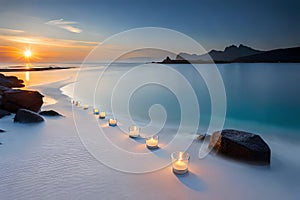 Kerzenlicht Am Strand. Generative AI