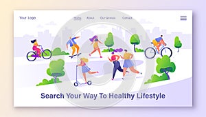 Concept of landing page on healthy lifestyle theme.