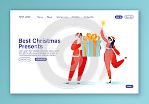 Concept of landing page on New Year and Christmas celebration theme.