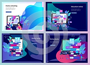 Concept Landing page template Education people, Internet studying, online training, online book, tutorials, e-learning