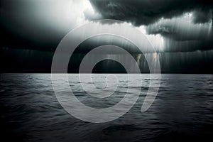 A Large Body Of Water Under A Cloudy Sky. Generative AI photo