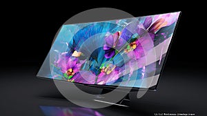 Concept of large flexible TV screen or professional led monitor for digital graphics