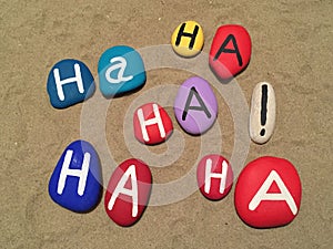 Concept of laugh therapy on stones