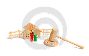The concept of laws and regulations for tenants and owners of a residential building. Condominiums. Wooden apartment house