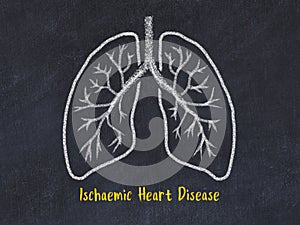 Concept of learning lung diseases. Chalk drawing of lungs with inscription photo