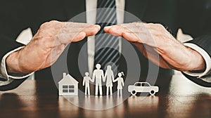 Concept of life, home and auto insurance