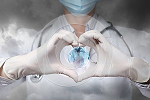 Concept of love and protection of the world by healthcare professionals