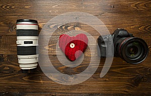 Concept of loving photography. I love photography made of lens,