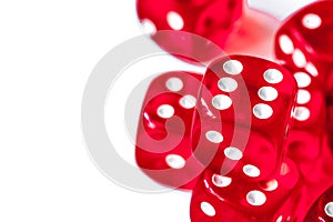 Concept luck - dice gambling on white background