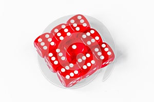 Concept luck - dice gambling on white background