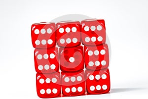 Concept luck - dice gambling on white background