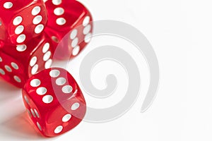 Concept luck - dice gambling on white background