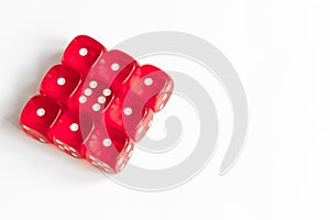 Concept luck - dice gambling on white background