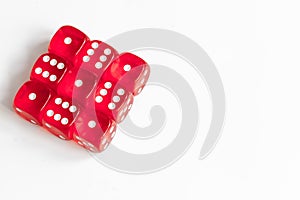 Concept luck - dice gambling on white background