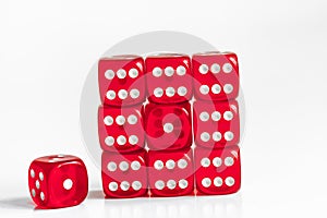 Concept luck - dice gambling on white background