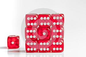 Concept luck - dice gambling on white background