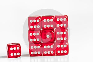 Concept luck - dice gambling on white background