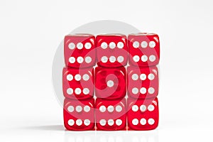 Concept luck - dice gambling on white background