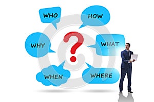 Concept of many questions with businessman