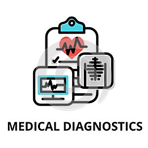 Concept of Medical Diagnostics icon, modern flat editable line design vector illustration