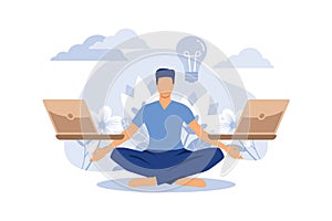 concept of meditation workflow, health benefits for body,
