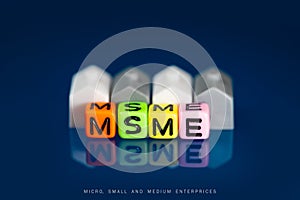 Concept of Micro, small and medium enterprises (MSME) and industries in India created with toy objects