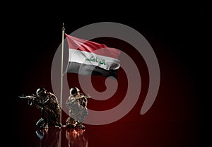 Concept of military conflict. Waving national flag of Iraq