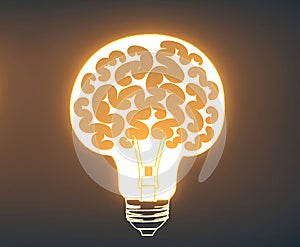 The concept of the mind in the form of a light bulb