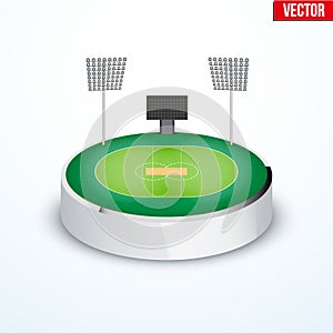Concept of miniature round tabletop cricket stadium
