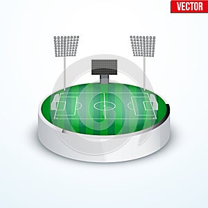 Concept of miniature round tabletop football stadium