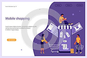 Concept for Mobile shopping, e-commerce and online store.