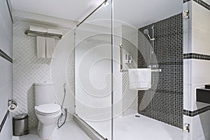 Concept of modern decoration design of bathroom for luxury hotel, residential