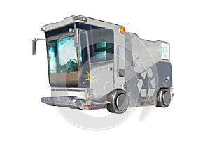 Concept modern garbage truck for city front view 3d render on white background no shadow