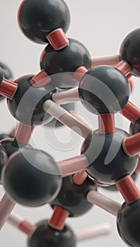 Molecular structure of propylene glycol E1520 visualized as a detailed 3D image viewed through a microscope