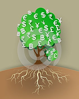 Concept of money tree . Vector illustration