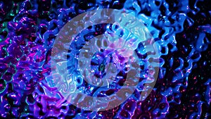 Concept Multicolor Liquid Pattern. Purple Blue Wavy Reflection Surface Macro