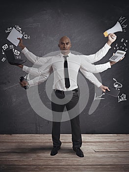 Multitasking businessman