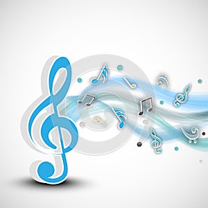 Concept of musical notes with blue waves.